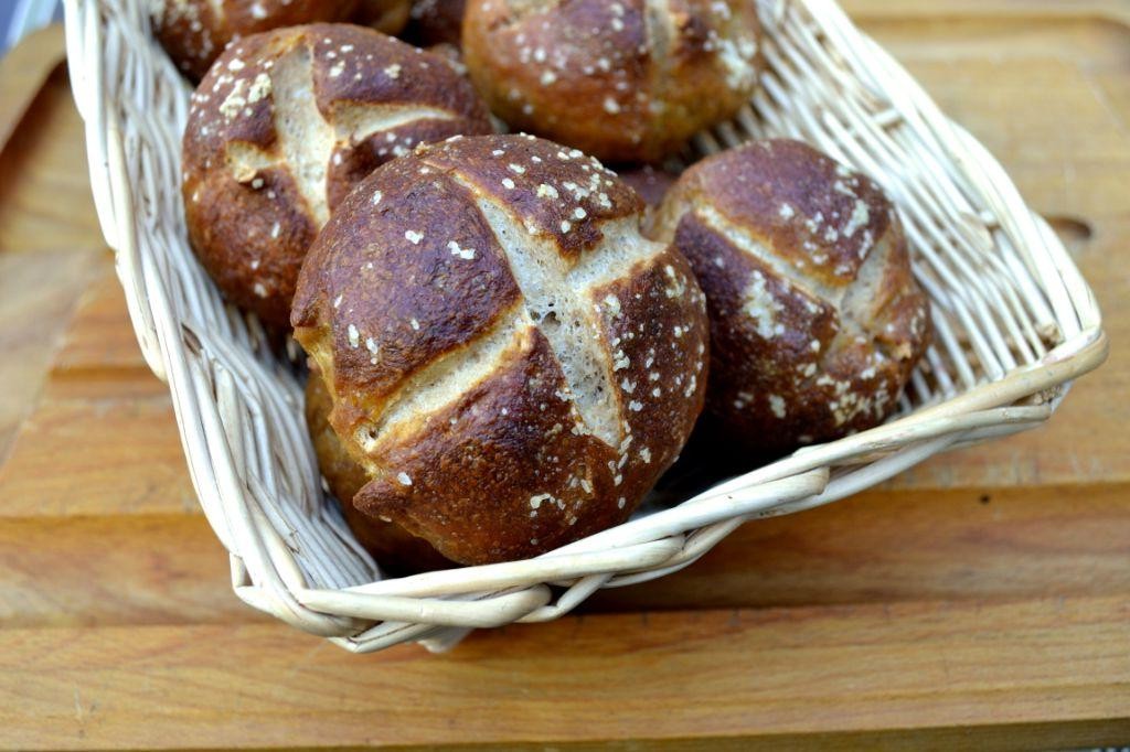 Whole Wheat Pretzel Rolls
