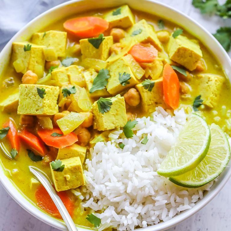 Yellow Curry Tofu with Spinach
