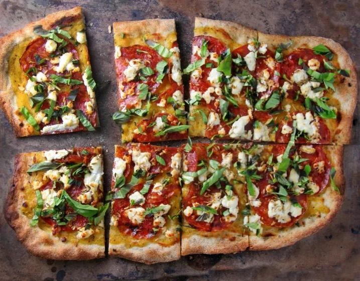 Yellow Tomato and Goat Cheese Pizza