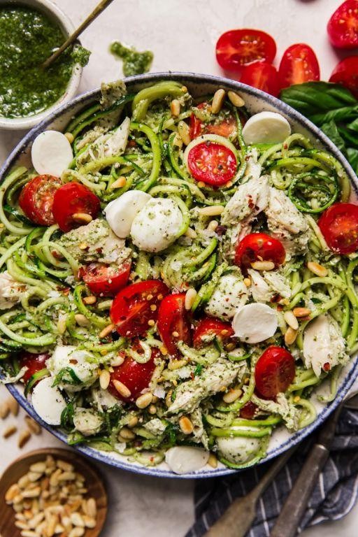 Zucchini Noodle Salad with Pesto