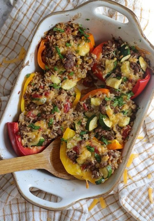 Zucchini and Rice Stuffed Peppers