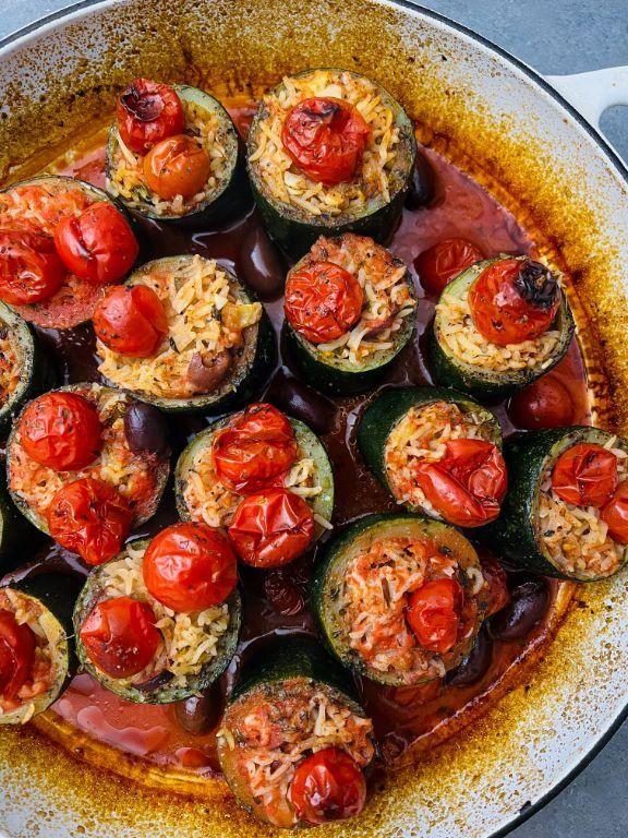 Zucchini and Rice Stuffed Tomatoes