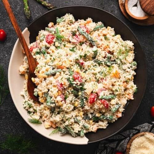 Acini de Pepe with Roasted Red Peppers and Feta