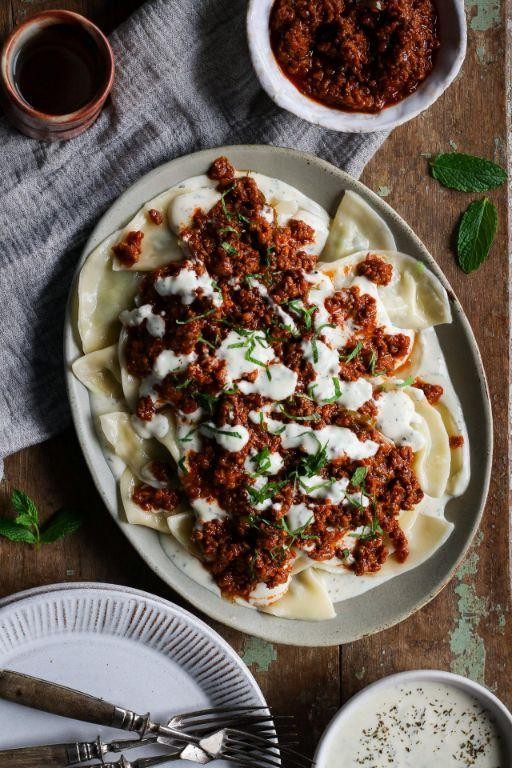 Afghan Ashak Dumplings with Scallions
