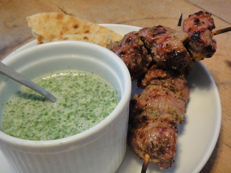 Afghan Lamb Kebabs with Yogurt Sauce