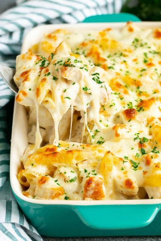 Alfredo Baked Mostaccioli with Chicken