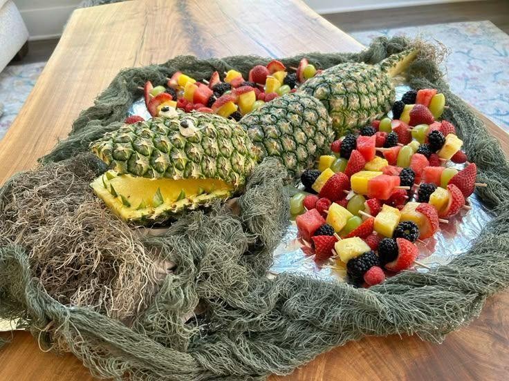 Alligator Kebabs with Pineapple
