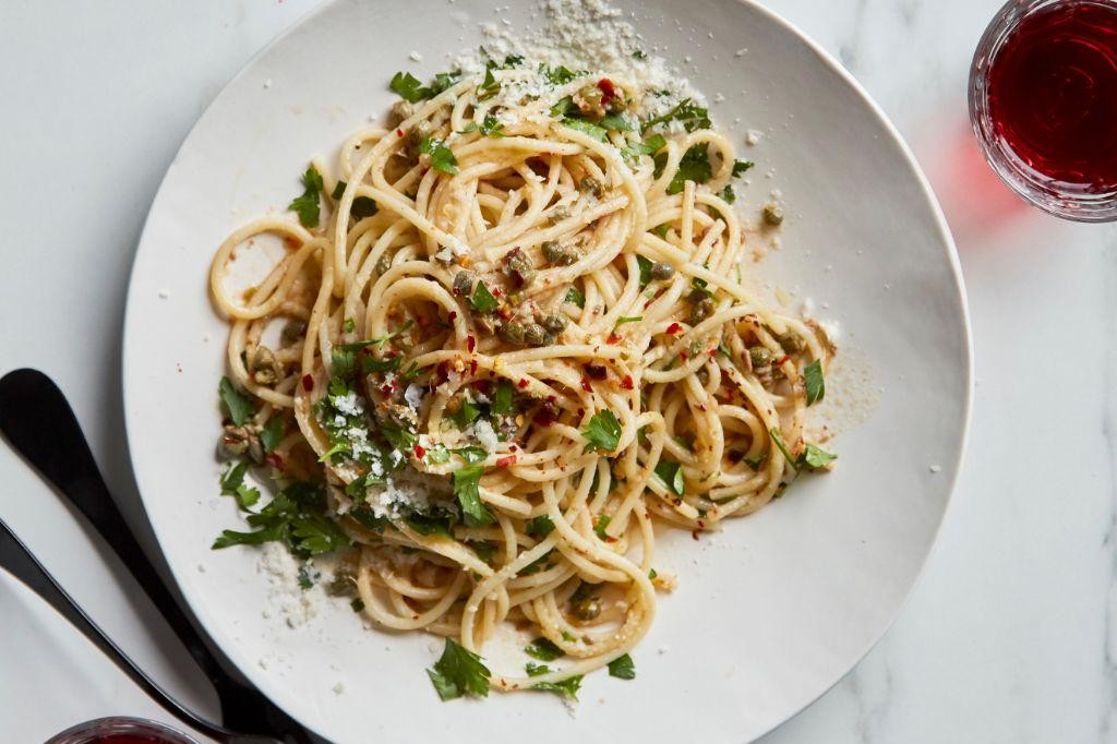 Anchovy Pasta with Garlic and Chili Flakes