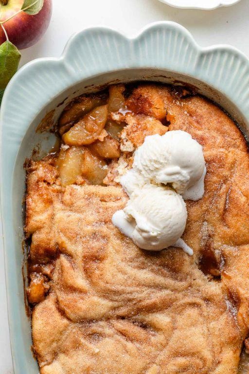 Apple Cobbler with Cream Cheese Swirl