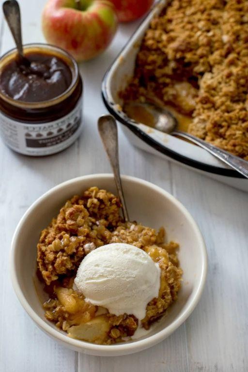 Apple Cobbler with Spiced Rum Sauce