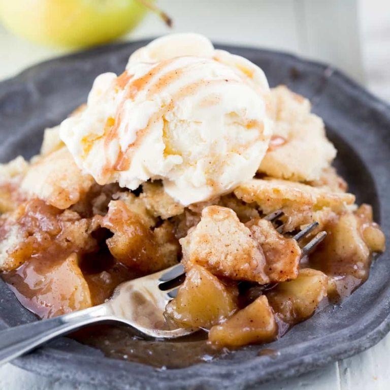 Apple Cobbler with Vanilla Ice Cream