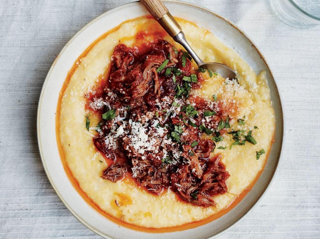Armadillo Ragout over Creamy Polenta