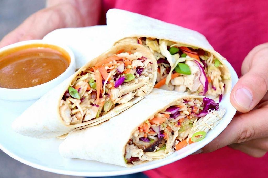 Asian Slaw Veggie Wrap with Peanut Sauce
