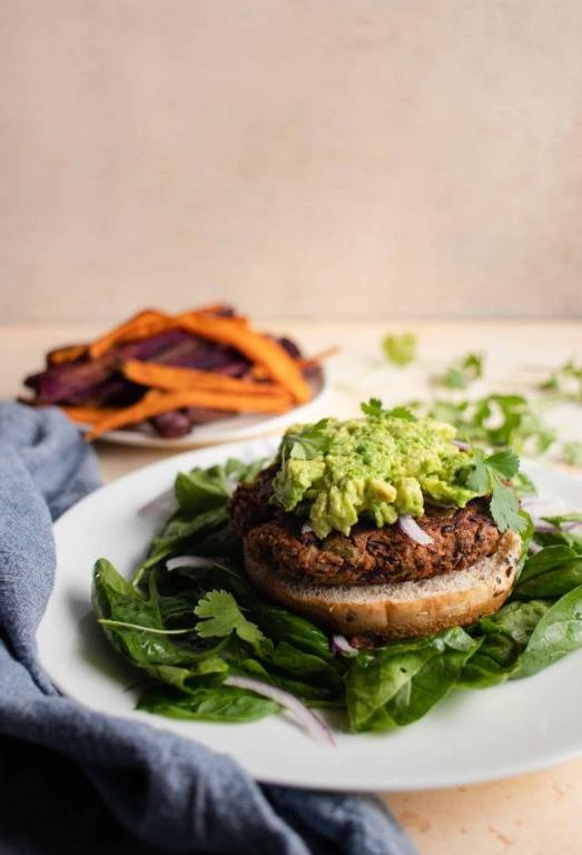 Avocado and Black Bean Veggie Burger