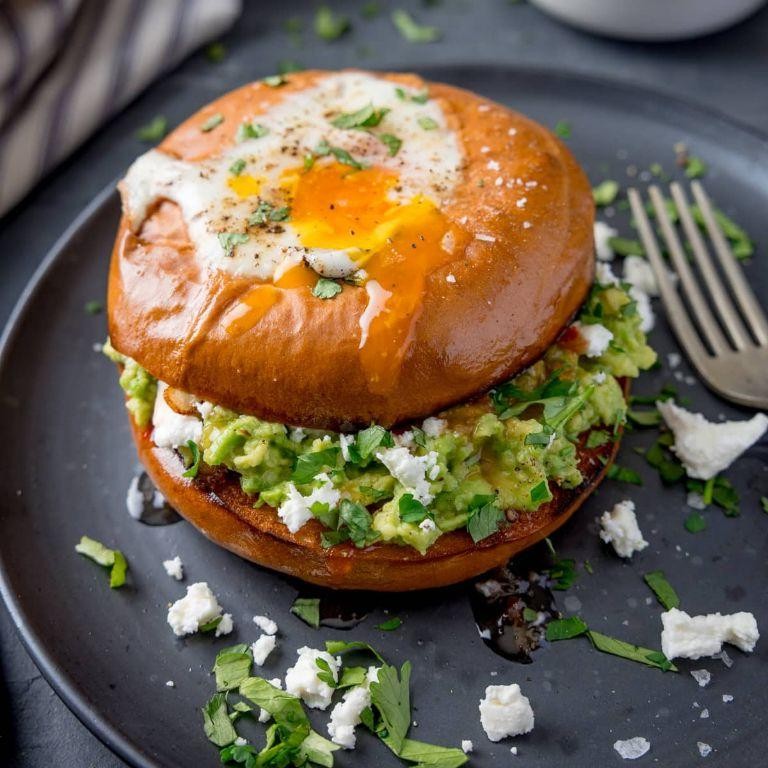 Avocado and Egg Stuffed Bagel