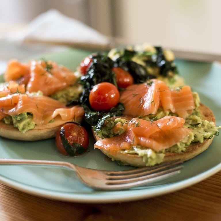 Avocado and Smoked Salmon Bagel