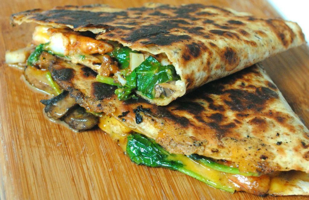 Baby Shrimp and Mushroom Quesadillas