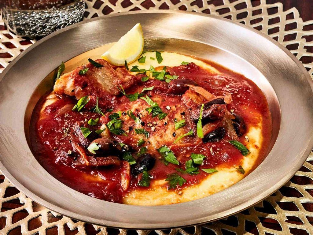 Baccala with Black Olives and Tomatoes