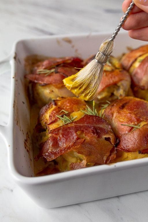 Bacon Wrapped Chicken Thighs with Honey Mustard