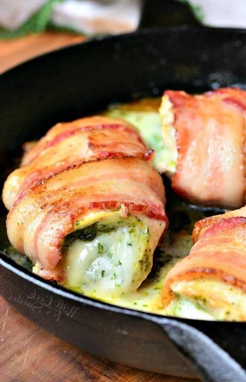 Bacon Wrapped Mozzarella Stuffed Chicken Breast