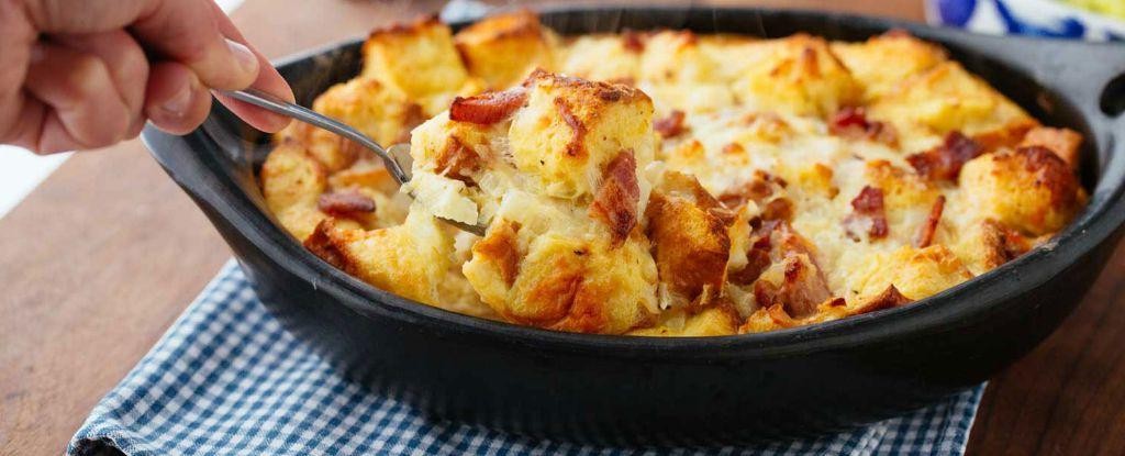 Bacon and Cheddar Savory Bread Pudding