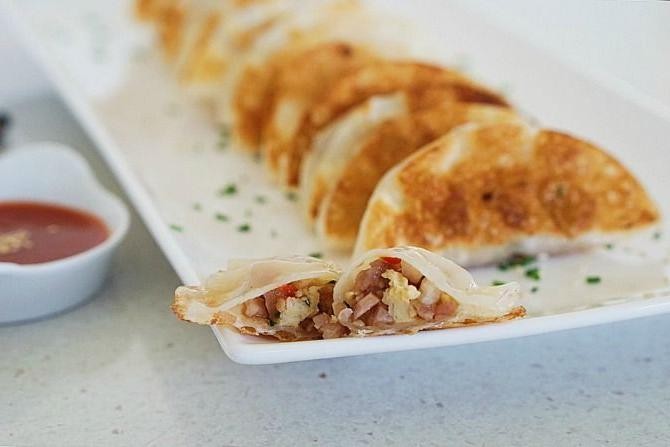 Bacon and Egg Fried Dumplings