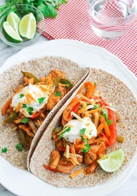 Baked Chicken Fajitas with Whole Wheat Tortillas