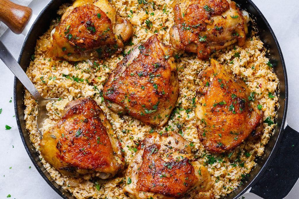 Baked Chicken with Cauliflower Rice