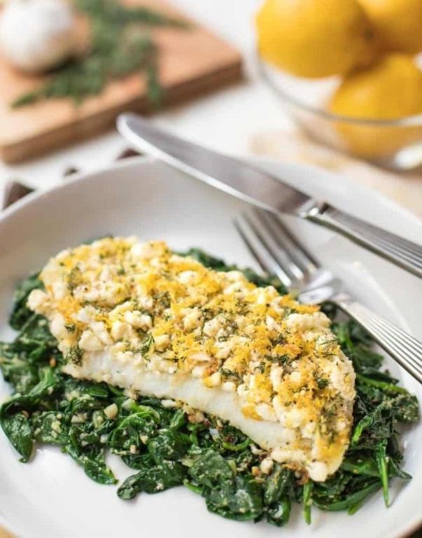 Baked Cod with Spinach and Feta