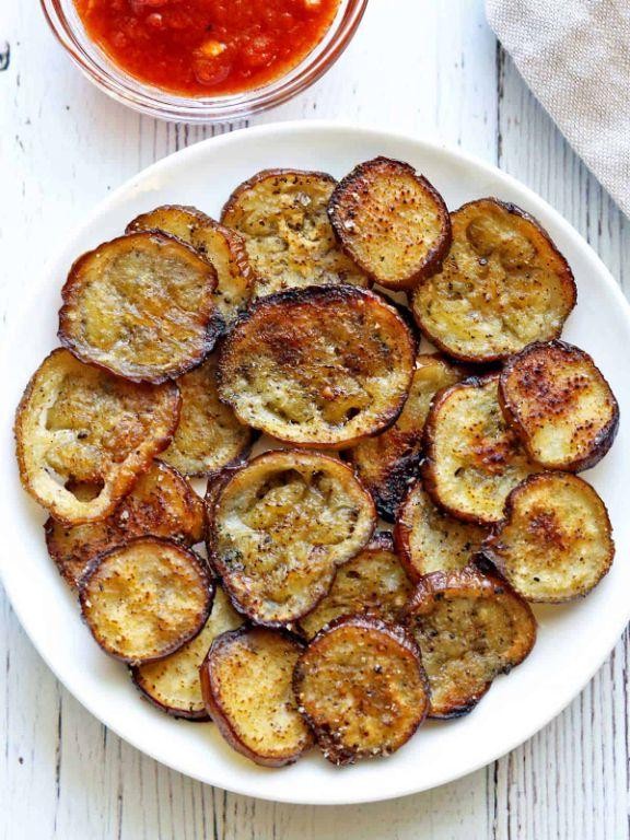 Baked Eggplant and Zucchini Chips