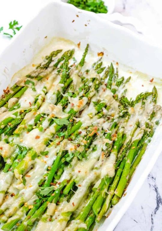 Baked Frozen Asparagus with Mozzarella