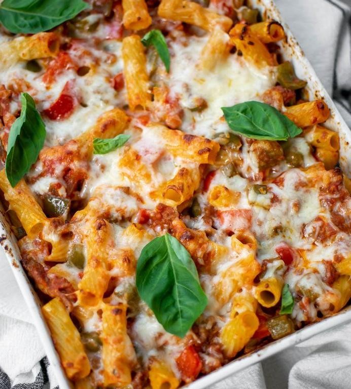 Baked Mostaccioli with Sausage and Peppers