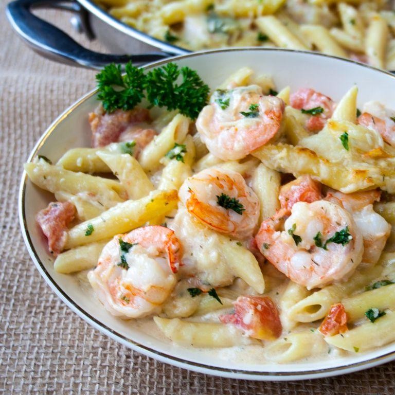 Baked Mostaccioli with Shrimp and Garlic