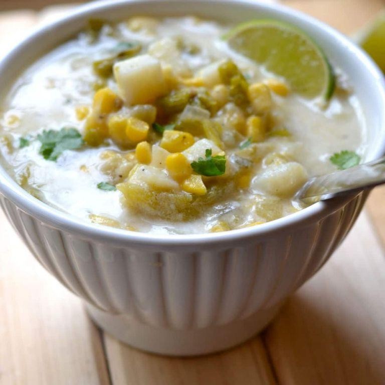Baked Potato Soup with Corn and Green Chilies