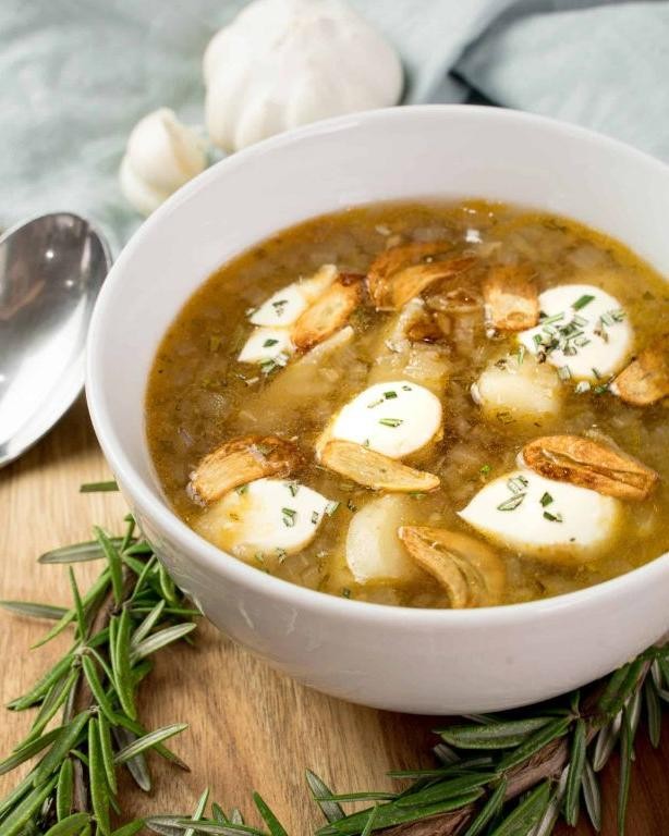 Baked Potato Soup with Garlic and Rosemary