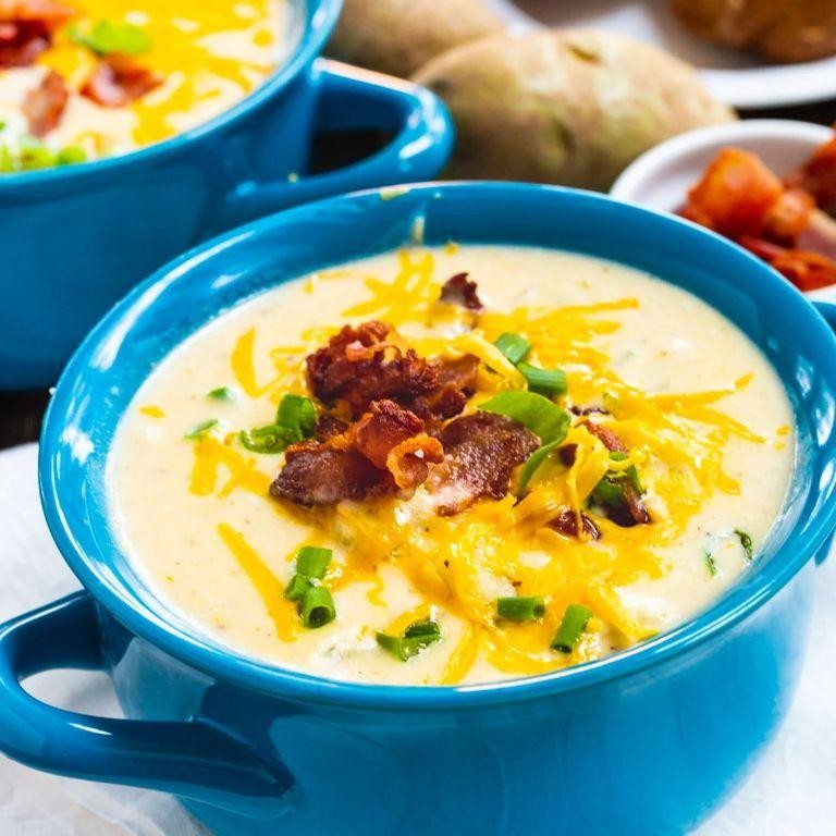 Baked Potato Soup with Jalapenos and Pepper Jack Cheese