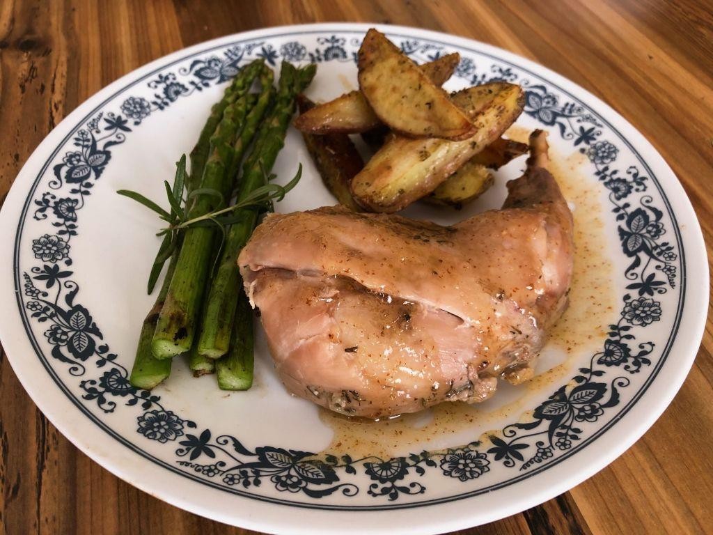 Baked Rabbit with Mustard and Honey Glaze