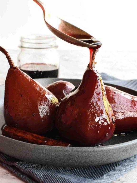 Balsamic Vinegar and Black Pepper Poached Pears