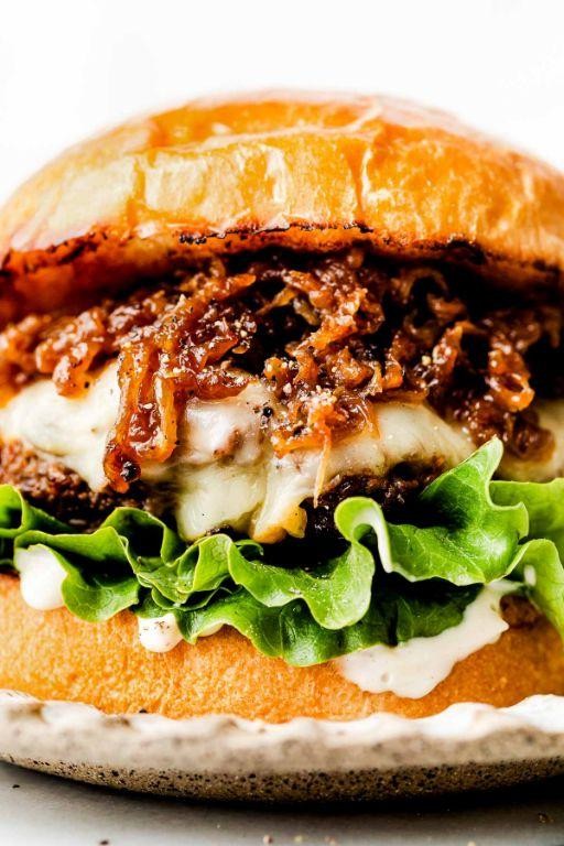 Beef Heart Burgers with Caramelized Onions