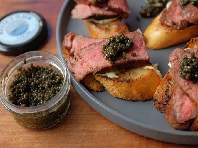 Beef Tenderloin Crostini with Caviar