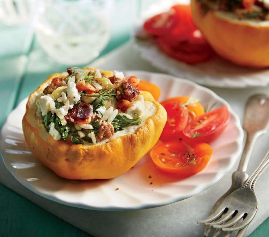 Beef and Barley Stuffed Patty Pan Squash