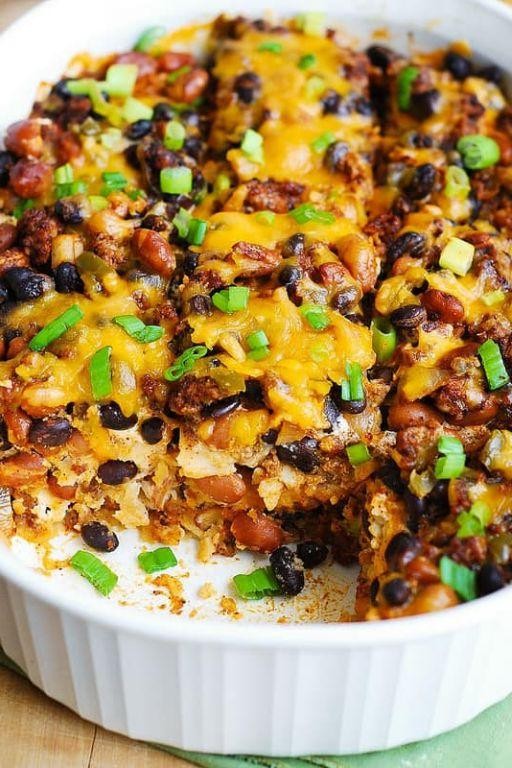 Beef and Bean Enchilada Casserole