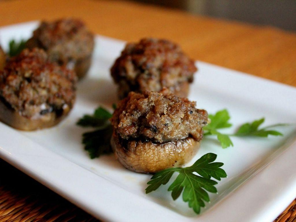 Beef and Pork Stuffed Mushrooms