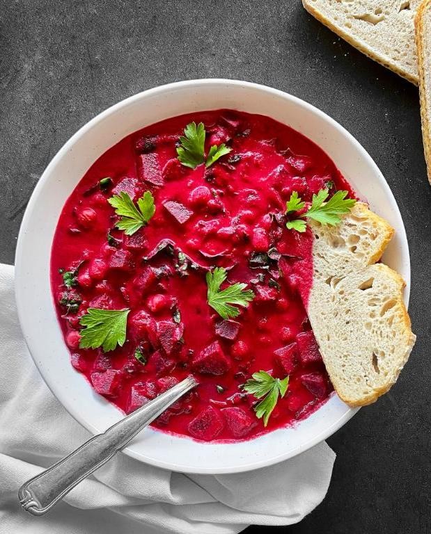Beet and Kale Soup with Garlic