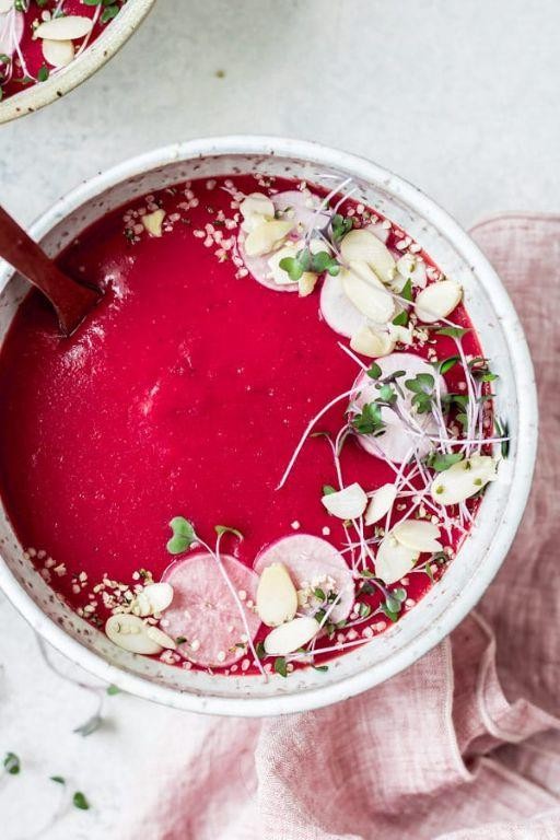 Beet and Potato Soup with Leeks