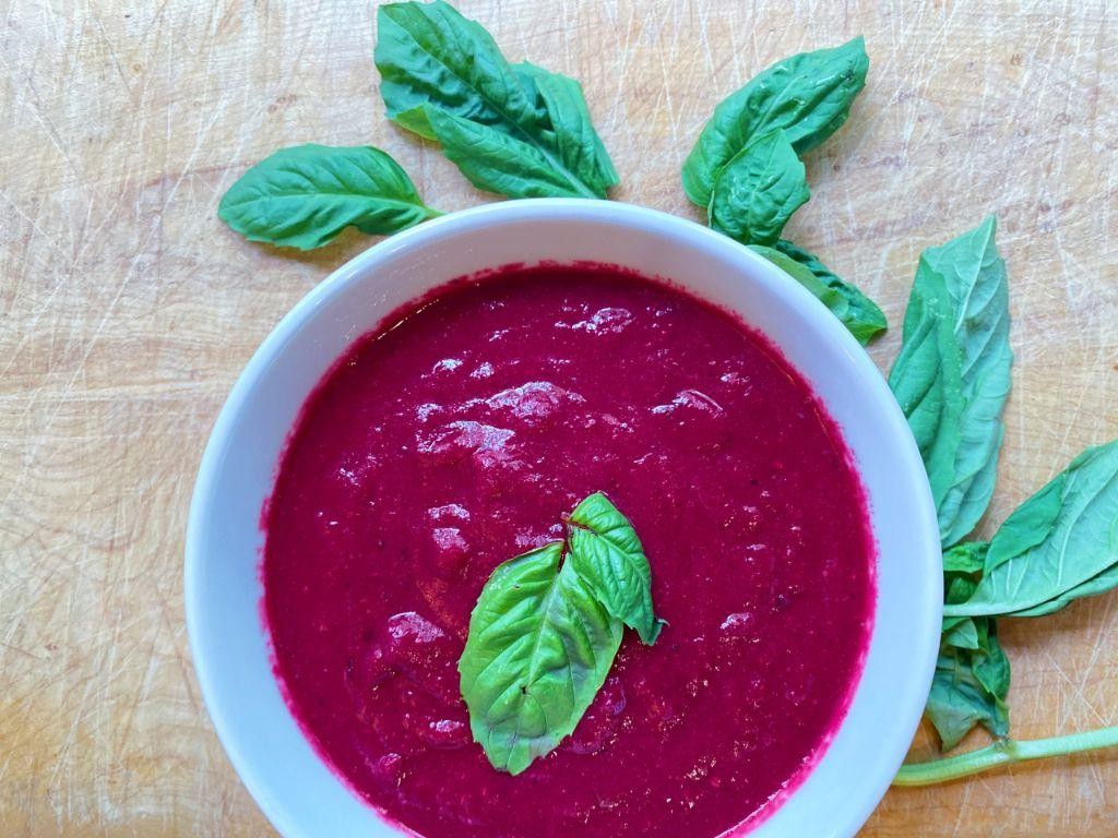Beet and Tomato Soup with Basil