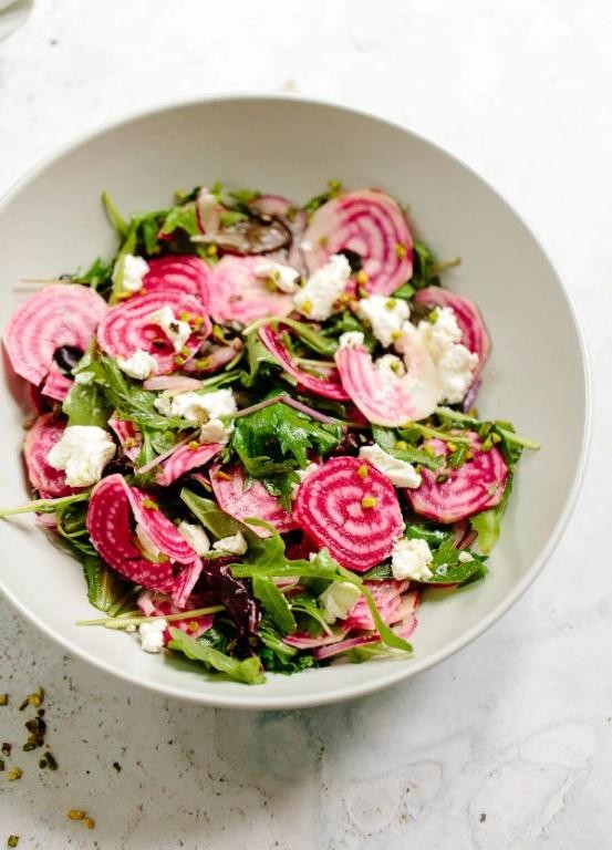 Beetroot Spiral Salad with Goat Cheese