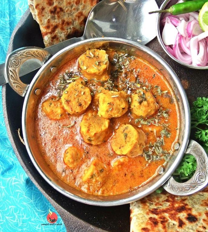 Besan Gatta Curry (Gram Flour Dumplings in Curry)