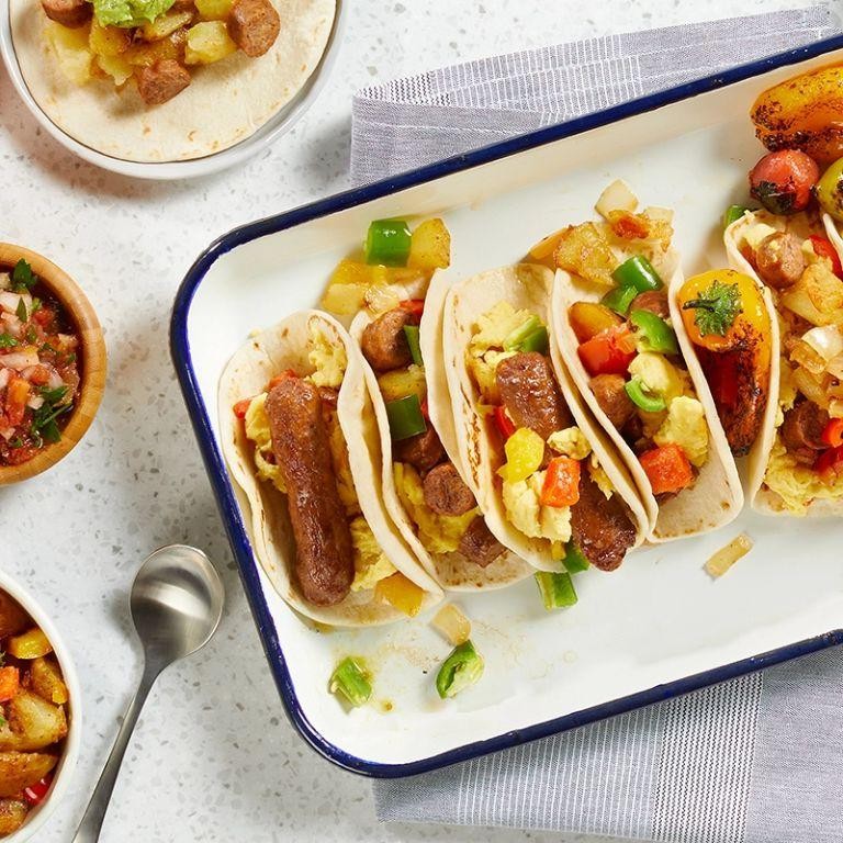 Beyond Sausage Tacos with Avocado Crema