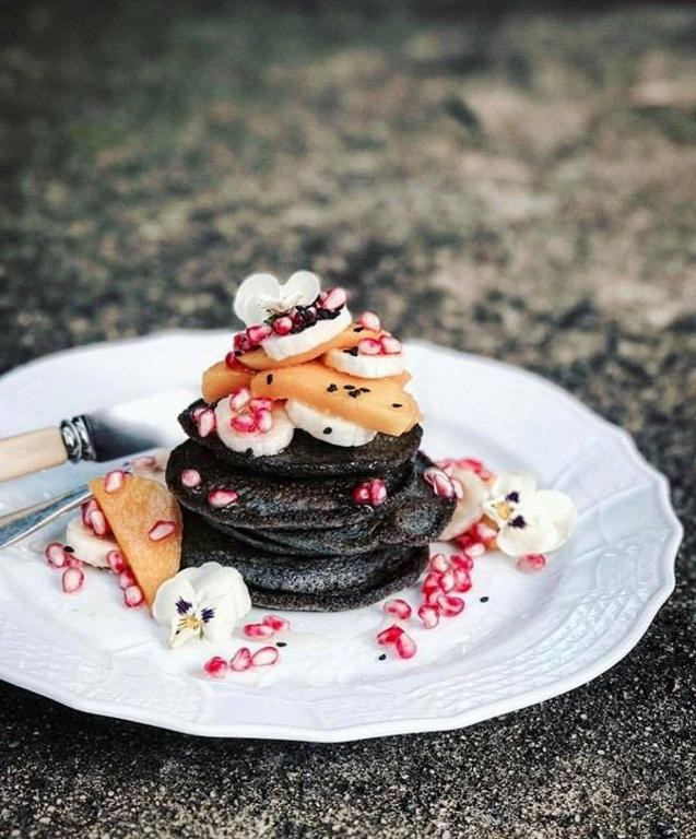 Black Sesame Souffle Pancakes